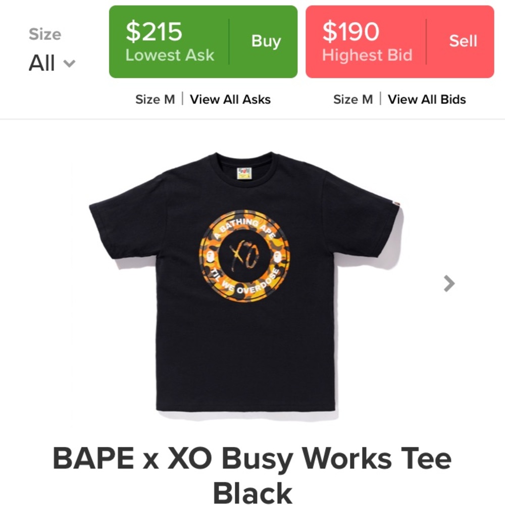 A Bathing Ape BAPE x XO Busy Works Tee Black/White